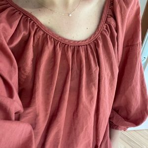 Everlane top rouched air tie back cotton blouse